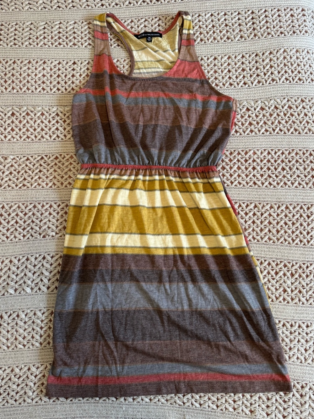 Walter Baker Neutral Serape Striped Racerback Dress